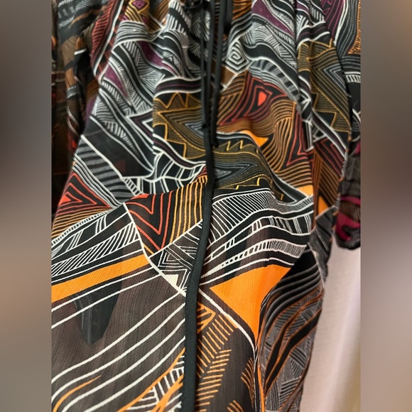 ⚪️ Kasper Geometric Black and Colored Patterned Dress Size Large 3/4 Sleeve - Picture 3 of 8